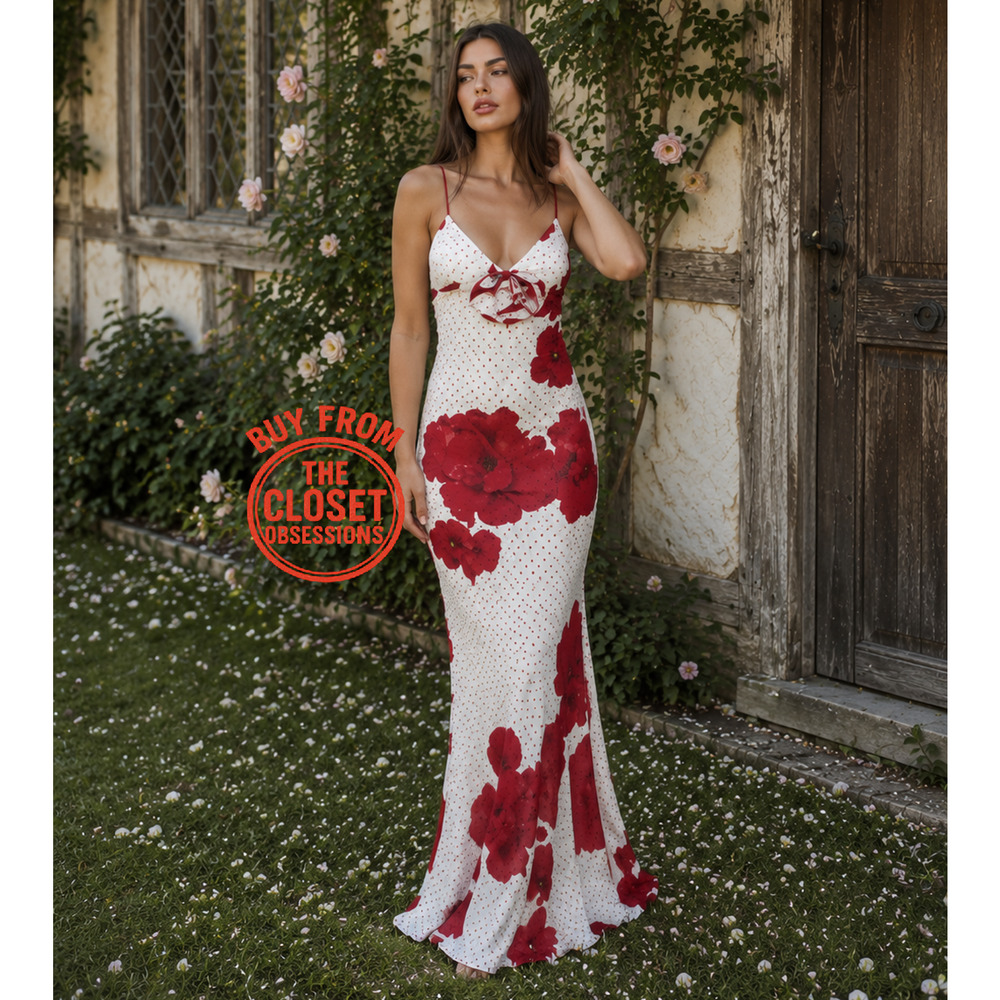 Zara NWT Red Floral 3D Flower Maxi Dress S L - Picture 7 of 16